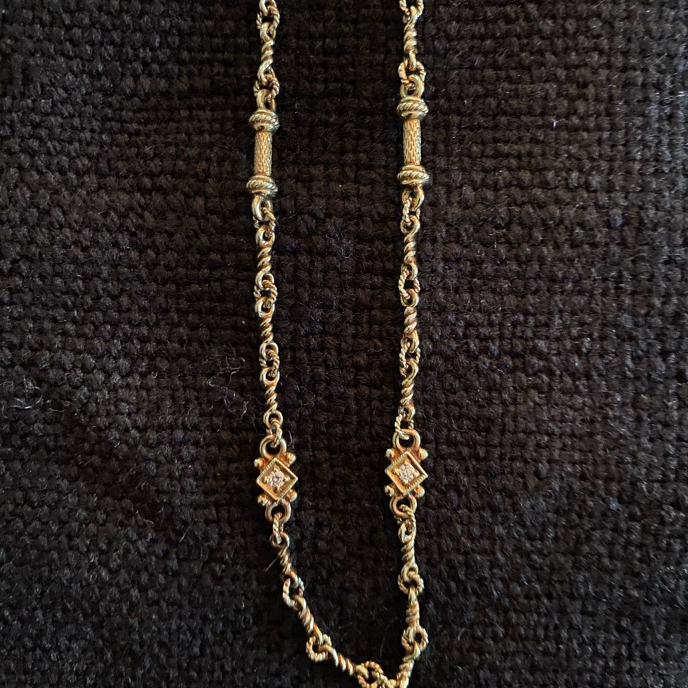 Judith Ripka La Petite flip 4 diamond necklace 18k yellow gold 18” 16.04gr